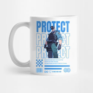 Muscular Policeman Illustration | PROTECT Mug